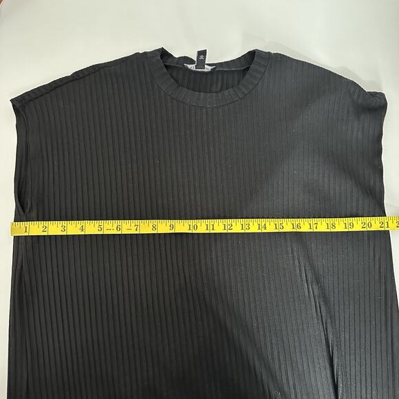 Eileen Fisher Dress Women Medium Black Midi Ribbed Capsule Career Minimalist - Picture 9 of 11